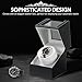MYFULLY Automatic Single Watch Winder in Black Leather with Quiet Motor Watch Display Case Storage Box Fits Lady and Man Automatic Watch, AC Adapter or Battery Powered