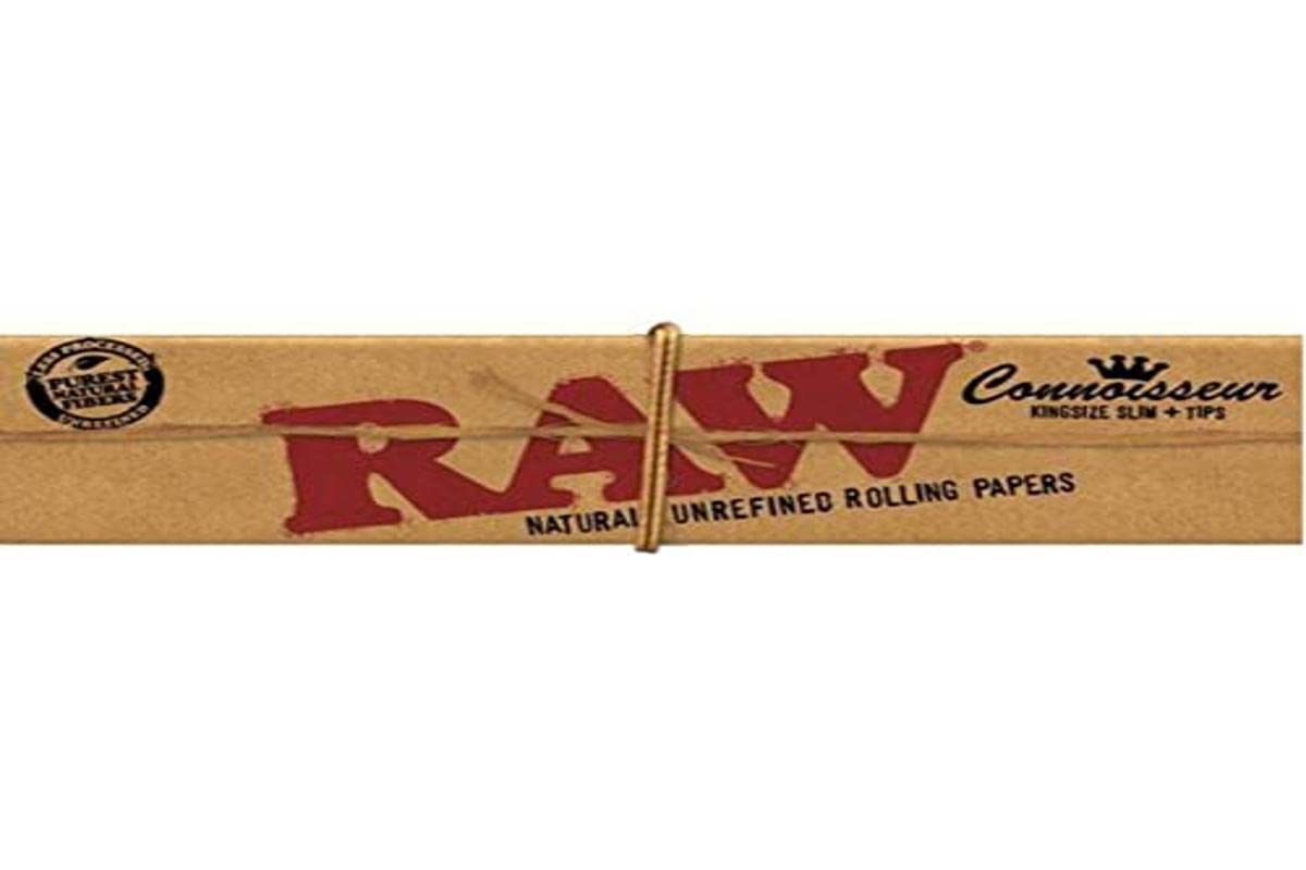Raw Connoisseur King Size Slim Rolling Papers + Roach Tips - 24 Booklets (32 Leaves Each)