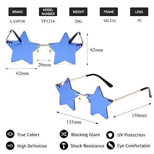 LASPOR Rimless Star shape Sunglasses for women/men Frameless Party glasses Super Cute Vintage Retro Pentagram Eyewears4