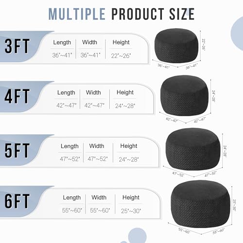 Image of HABUTWAY 4FT Bean Bag Chair,Giant Bean Bag Chairs for Adults,Big Bean Bags with Memory Foam Filled, Large Beanbag Chairs with Chevron Plush Cover-Black