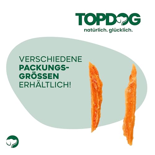 Topdog Hähnchenbrustfilet für Hunde 10x 80g - Hühnerstreifen - 100% natürlich ohne Zusatzstoffe - Schonend luftgetrocknet & fettarm - Idealer Kausnack für Hunde Aller Größen und Altersstufen