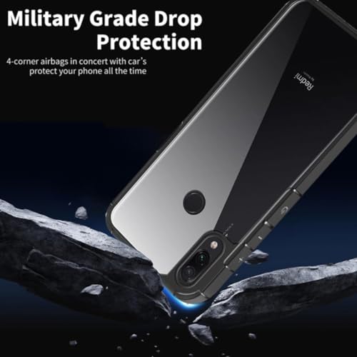 Image of SHINESTAR Ultra Slim Clear Back Cover for Redmi Note 7 / Note 7 Pro /Note 7s, Transparent Hybrid Hard Shell Plastic & Soft Silicone Rubber Bumper, Non-Yellow Acrylic Protective Cover - Black