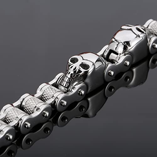 Gothic Stainless Steel Skull Bracelet for Men Charm Bicycle Motorcycle Chain Skull Mens Jewelry Punk Fashion Vintage Bracelets Gift for Him4
