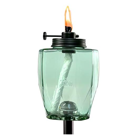 TIKI Brand Adjustable Flame Teal Torch (Glass)