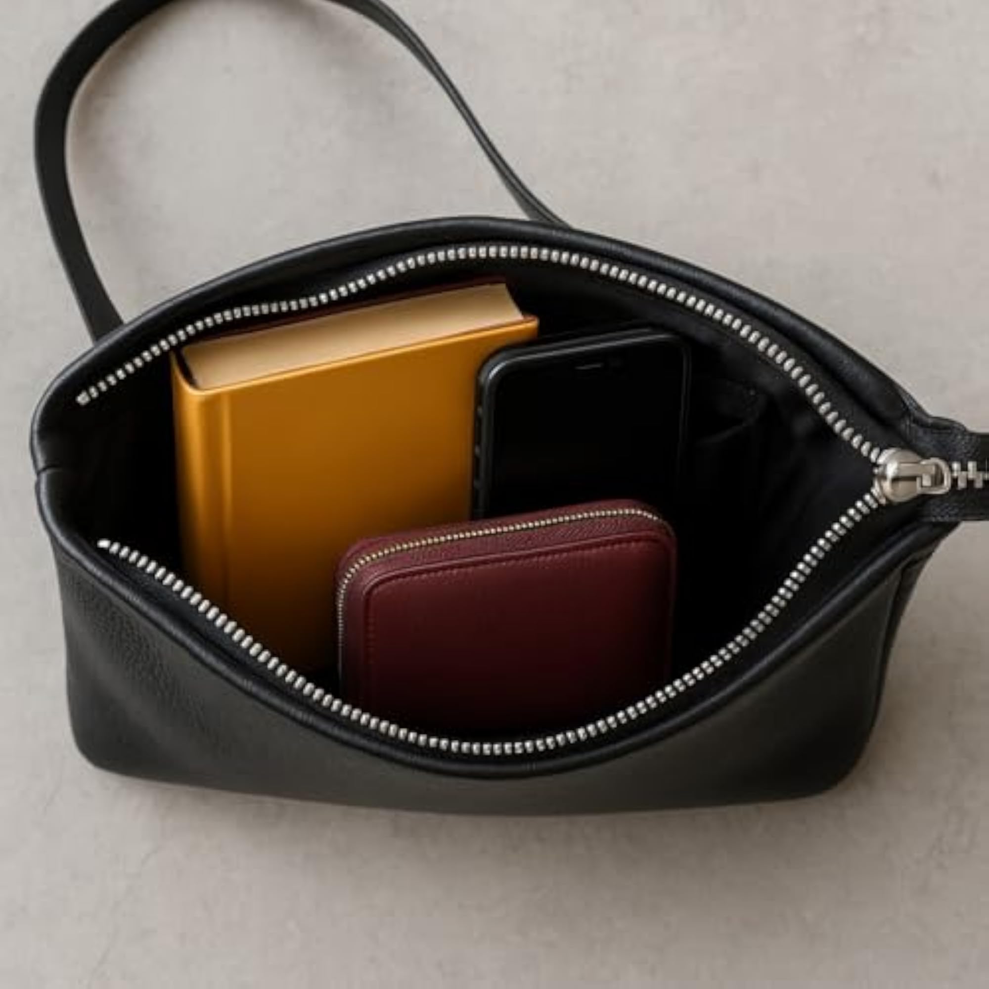 Premium Black Leather Crossbody Hand Purse for Men