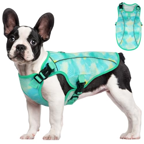Kuoser Dog Cooling Vest for Dogs, Lightweight Cooling Shirt for Small Medium Large Dogs, Adjustable Pet Cooler Jacket with Reflective Stripe, UV Protection Pet Harness T-Shirt for Summer Out