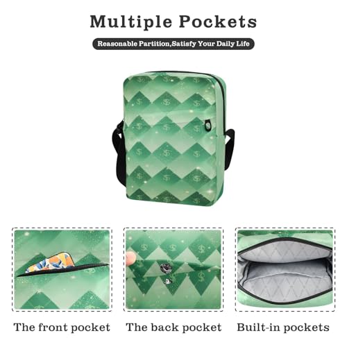 crossbody messenger bag Crossbody Bags For Women Casual Purse Cross Body Adjustable Strap for School School- Dark Green Dollar2