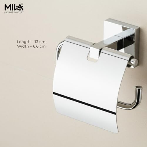 Image of Mila Floro Tissue Paper Holder | SS304 Stainless Steel | Chrome Finish | Wall-Mounted Bathroom Toilet Roll Holder | Rust-Proof & Durable | Fits Standard Tissue Rolls