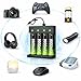 Rechargeable Battery Charger with 4PCS Batteries - Smart USB Universal Charger 3.7V (4PCS Button Top Battery + Charger)