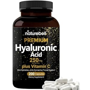 NatureBell Hyaluronic Acid Supplements 250mg | 240 Capsules, with Biotin 5000mcg & Vitamin C 25mg, 3 in 1 Support – Skin Hydration, Joint Lubrication, Hair and Eye Health