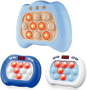 Intoypad 3 Packs of Quick Push Pop Game for Kids, 1 Classic & 2 LED Screen Handheld Bubble Game Light Up Sensory Fidget Game Toy Electric Pop Game Controller Christmas Birthday Gifts Toy for Kids 3-12
