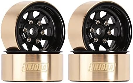 INJORA Rueda Beadlock 1.0 con anillo de latón compensación negativa -0.149 in 1.0" Ruedas para TRX4M Axial SCX24 118 124 actualización (negro)