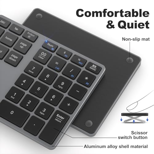 Image of MOFII Bluetooth Number Pad for Laptop - Gray Wireless Numeric Keypad 35 Keys USB-C Rechargeable Numpad, Accounting Portable Financial Data 10 Key for Laptop /PC /Desktop /Notebook /Surface Pro