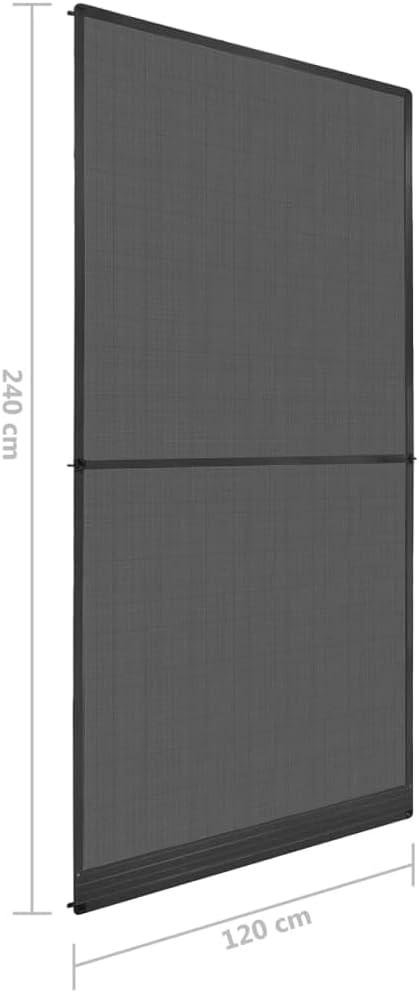 Angled view of the insect screen with dimensions: 120 cm width and 240 cm height