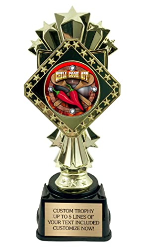 Awards4U Chili Cook Off Trophies 1st Place - Customized Trophy for Contest with Engraving - Fun Prize for Best Pot - Office Award 9 Inches Tall with Personalized Engraved Plate