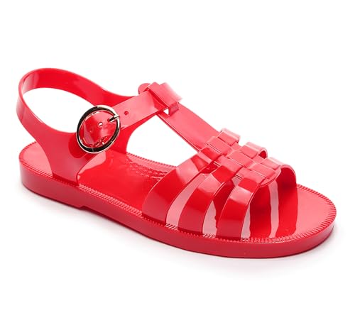 Image of Toddler Sandals Jelly Shoes Girls Unisex Boy Flat Retro Slides Clear Kids Water Slippers Slingback Summer Beach Size 8 Adjustable Buckle Glitter Dress Soft