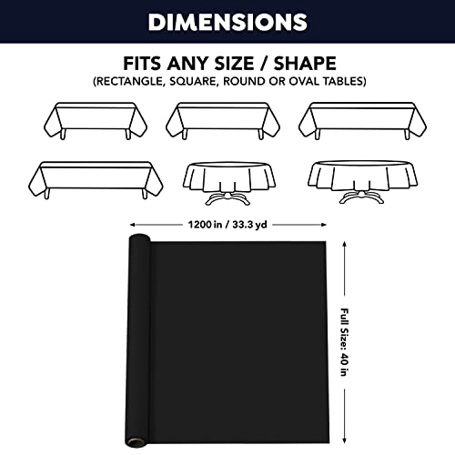 Party Essentials Plastic Banquet Table Roll Available in 27 Colors, 40" x 100', Black - Image 4