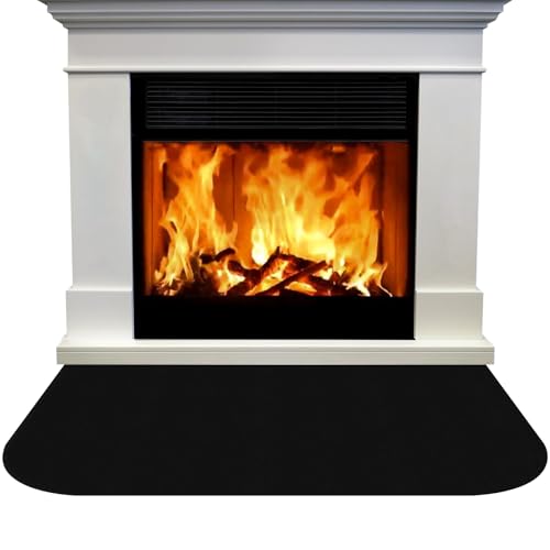 GOEDCH Alfombras Ignífugas para Chimeneas: 63x99cm Trapezoide Alfombra Ignifuga, Tapete de Fibra de Vidrio Resistente al Fuego para Chimenea, Alfombrilla para Barbacoa Ignífuga para Cocina, Chimenea