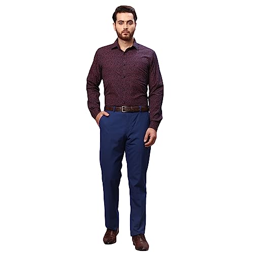 Image of Raymond Men's Pure Cotton Print Pattern Slim Fit Regular Collar Full Sleeve Casual Shirt