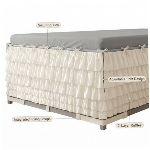 Falda de cama con volantes blanca de 39x80x32 pulgadas para ocultar el desorden del dormitorio 3