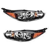 Suitable for Complete Left and Right Side Headlight Assembly for Ford Fiesta (2014-2018) | Replacement for D2BZ13008J & D2BZ13008L | Enhance Visibility & Safety