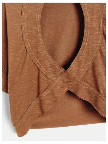 Image of SOLY HUX Women Open Back Tops Workout Backless Tee Casual Athletic Shirts Short Sleeve Oversized Gym T Shirt