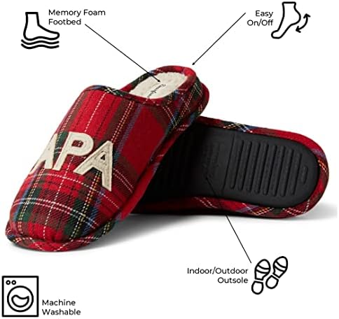 Dearfoams Men's Papa Bear Slipper, Tartan Plaid, Large | Image 2