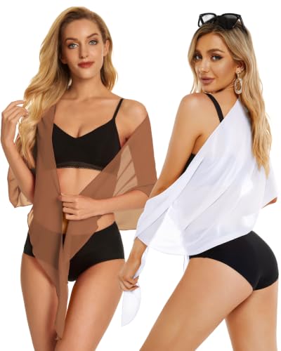 Image of CHICGAL 2 Pieces Women Beach Sarong Bathing Suit Wrap Skirt Sheer Bikini Swimsuit Cover Ups for Swimwear
