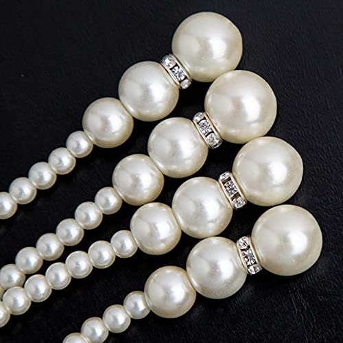 Pearls Necklace For Women Long Necklace Faux Pearl Strand Layered Necklace Costume Jewelry (White, One Size) #TOP6