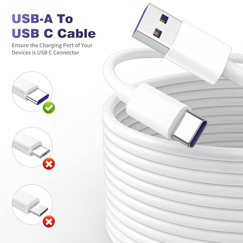 Image of ZORBES 3PCS 16.4Ft USB to C Extension Cable USB A Type C Power Cable for Security Camera Compatible with Mi 360 Home Security Camera USB C Enabled Devices