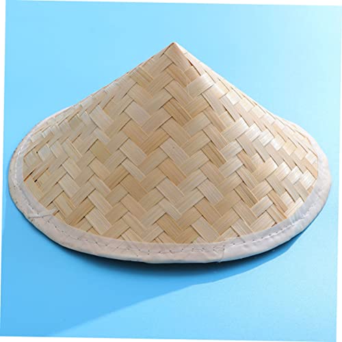 2pcs Large Bamboo Sun Hats for Kids Traditional Conical Fishing Hats Wide Brim for Outdoor Fun and Sun Protection Beige2