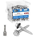 FMhotu Metal Roofing Screws #10×1-1/2Inch, 320-PCS, Hex Head Rustpert Coating Sheet Metal to Wood Siding Screw with EPDM Rubber Washer, Sharp Point, Hex Socket Included
