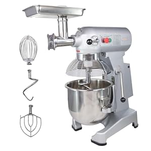 Hakka Commercial Stand Mixer with Meat Grinder, 10 Quart 4-Funtion Stainless Steel Food Mixer Electric Planetary Countertop Dough Mixer Machine with 3 Adjustable Speeds