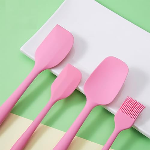Soulnioi Silicone Spatulas Spoons Set in 6,Silicone Kitchen Utensils,Rubber Spatula Heat Resistant for Cooking,Baking and Mixing Pink - Image 3