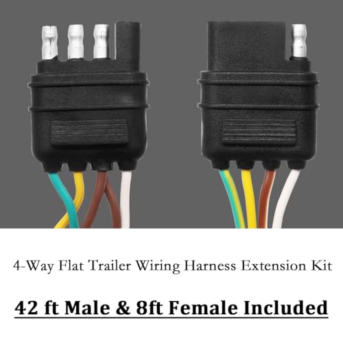 Image of 50ft 5 Wire 4Pin Trailer Wiring Harness,Extended Length Trailer Wiring Kit,4-Way Trailer Light Wire for Trailers RV Boat Marine