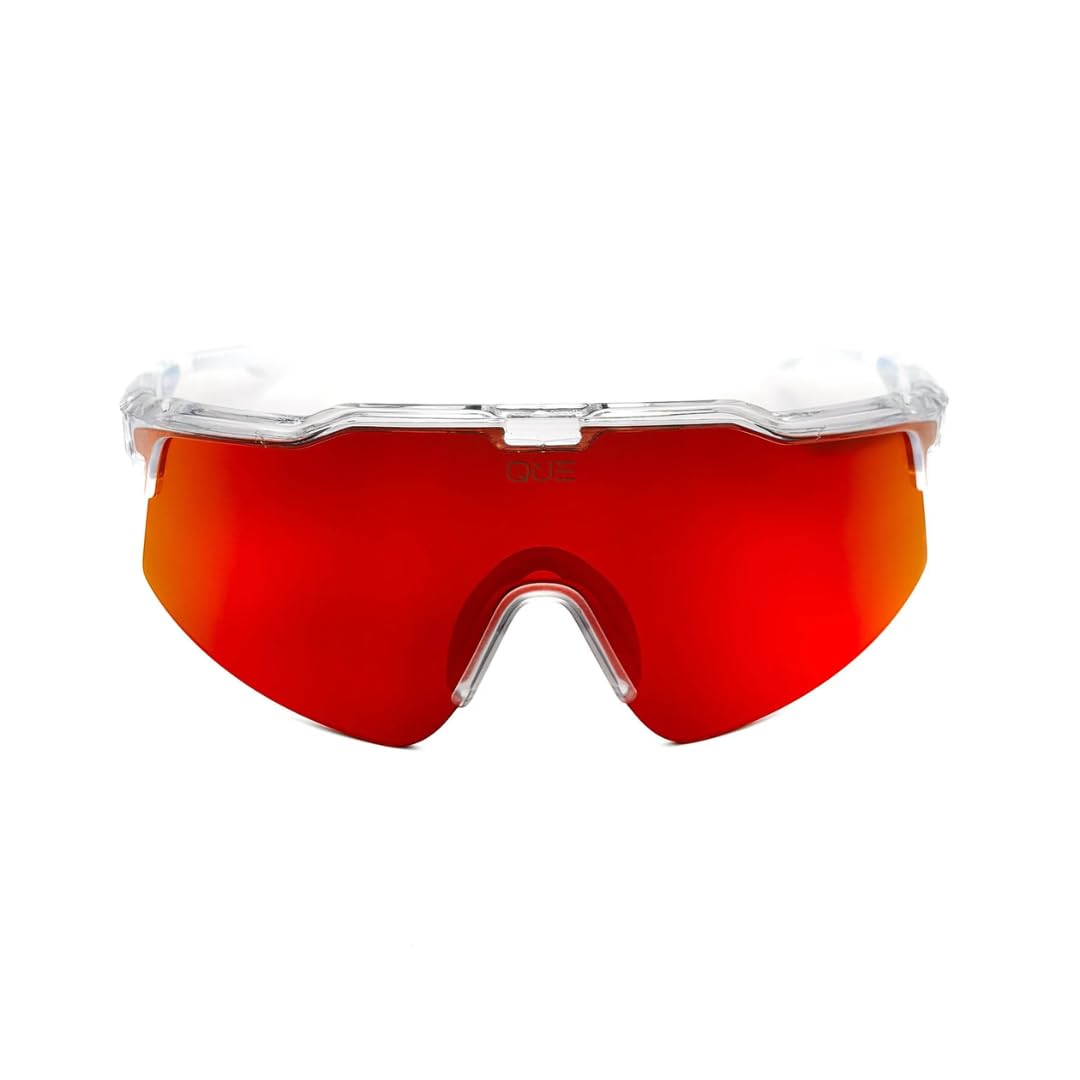 QUE RED BOLT By Shikhar Dhawan | Unisex Polarized Sports Sunglasses | TR90 Frame | UV400 Protection | Fire Red Lens | One ...