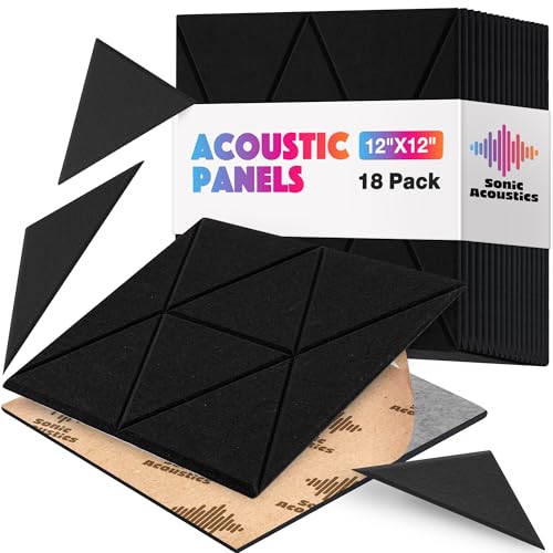Panneaux insonorisants haute densité lot de 18 dalles autocollantes noires 1cm coupe trapèze