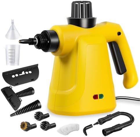 Pressurized Steam Cleaner, Handheld Multi-Surface Steamer with 11 Accessories & Steam Lock, 350ml Tank for Home, Car, Kitchen, Bathroom, Windows – Chemical-Free Deep Cleaning