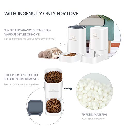 2-In-1 Automatic Food&Water Dispenser For Small Dogs, 2.1Kg Gravity Food Dispenser 3.8L Waterer Set Travel Puppy Smart Feeder Self-Dispensing Water Feeder&Food Container For Cat And Small Medium Dog #TOP1
