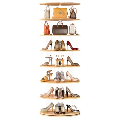 7-Tier Rotating Shoe Rack, 360 Degree Spinning Shoe Display Tower...