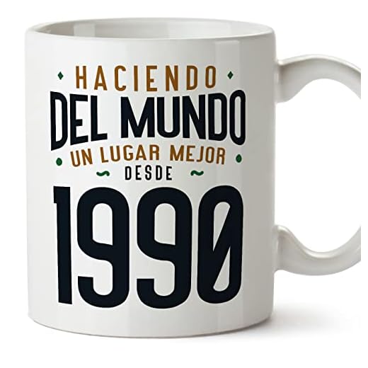 MUGFFINS Tazas 1990 Cumpleaños - En Español - Haciendo del Mundo un Lugar Mejor - 11 oz / 330 ml - Regalo original y divertido