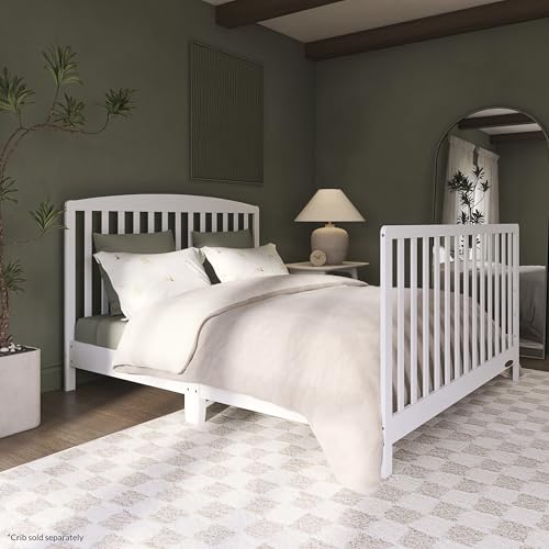 Image of Dream On Me Universal Crib to Full Size Bed Conversion Kit, Solid Wood Bed Rails for Select Convertible Cribs, Strong & Stable Support, White