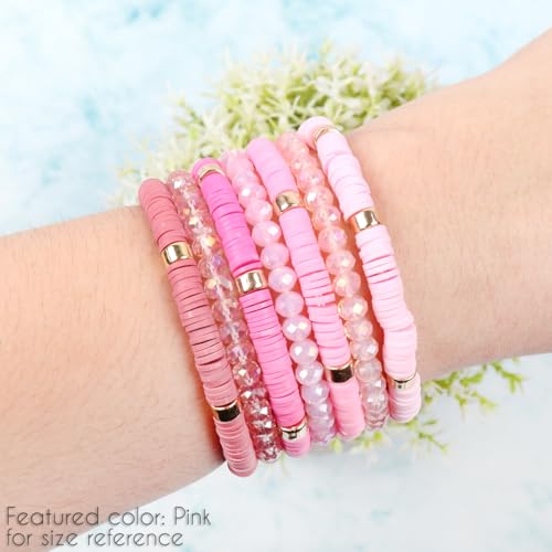 RIAH FASHION Bohemian Multi-Layer Beaded Stacking Statement Bracelets - Versatile Strand Stretch Sparkly Crystal Beads Wrap Slip-on Cuff Bangle Set2