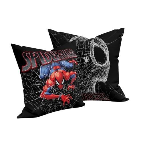 Image of Sassoon Spiderman Reversible Cartoon Printed Cushion Cover, Black (Pack of 1)
