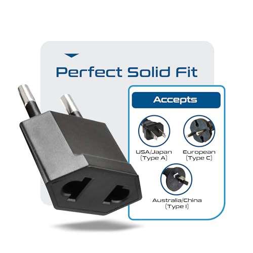 Image of Ceptics USA, Canada to European Plug Adapter - Type C Adapter compatible in Europe, Canada to European travel plug adapter Ideal for Phones, Camera & more - CE Certified - RoHS Compliant - 6 Pack