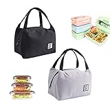 [Fácil de transportar] La bolsa de almuerzo está diseñada con un asa superior, liviana y portátil, que luego se puede doblar en su bolsa normal en lugar de tener que llevar una bolsa de almuerzo vacía y voluminosa después del almuerzo. Con cremalleras suaves y aberturas de cremallera profundas, podemos poner y sacar fácilmente tarros y fiambreras.