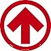 NMC WFS84RD Arrow Graphic, Red On White, Walk On Floor Sign, 8 In Diameter,Pressure Sensitive Vinyl Non-Slip, Social Distancing