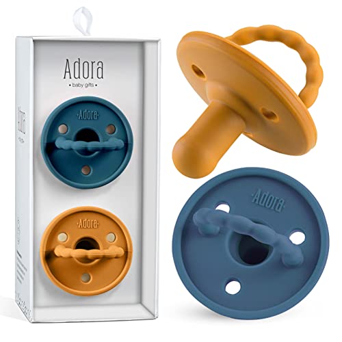 Image of Baby Soother Pacifiers - Silicone Pacifier for Boys/Girls - Newborn Pacifiers Set of 2 - Newborn Baby Essentials, BPA Free