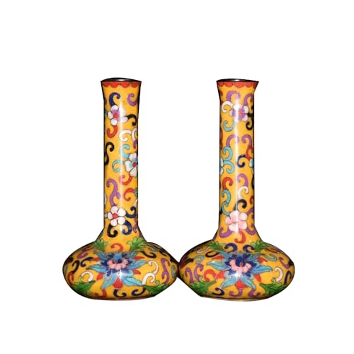 LONDAEE Jarrón Cloisonn é de cobre puro con un par de adornos 3