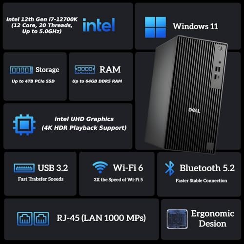 Dell Pro Business Desktop, New OptiPlex Version, Intel I7-12700K(25MB Cache, 12 Core, 20Threads), 32GB DDR5, 1TB PCIe SSD, Dual 4K Monitor Support, Ultra-Quiet Design, USB-C, Windows 11 Pro - Image 3